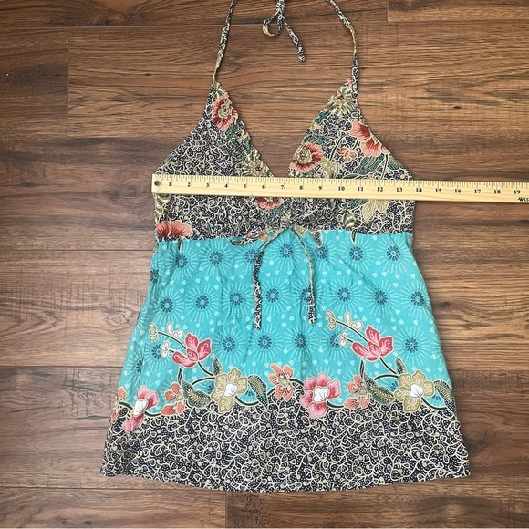 Vintage Womens Y2K Floral Boho Halter Top Cotton Lightweight XS Summer Ruffles - Picture 3 of 6